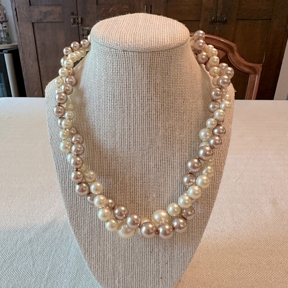 Statement Faux Pearl Twist Necklace Cream Blush Crewcuts by J.Crew Girls - Picture 1 of 10